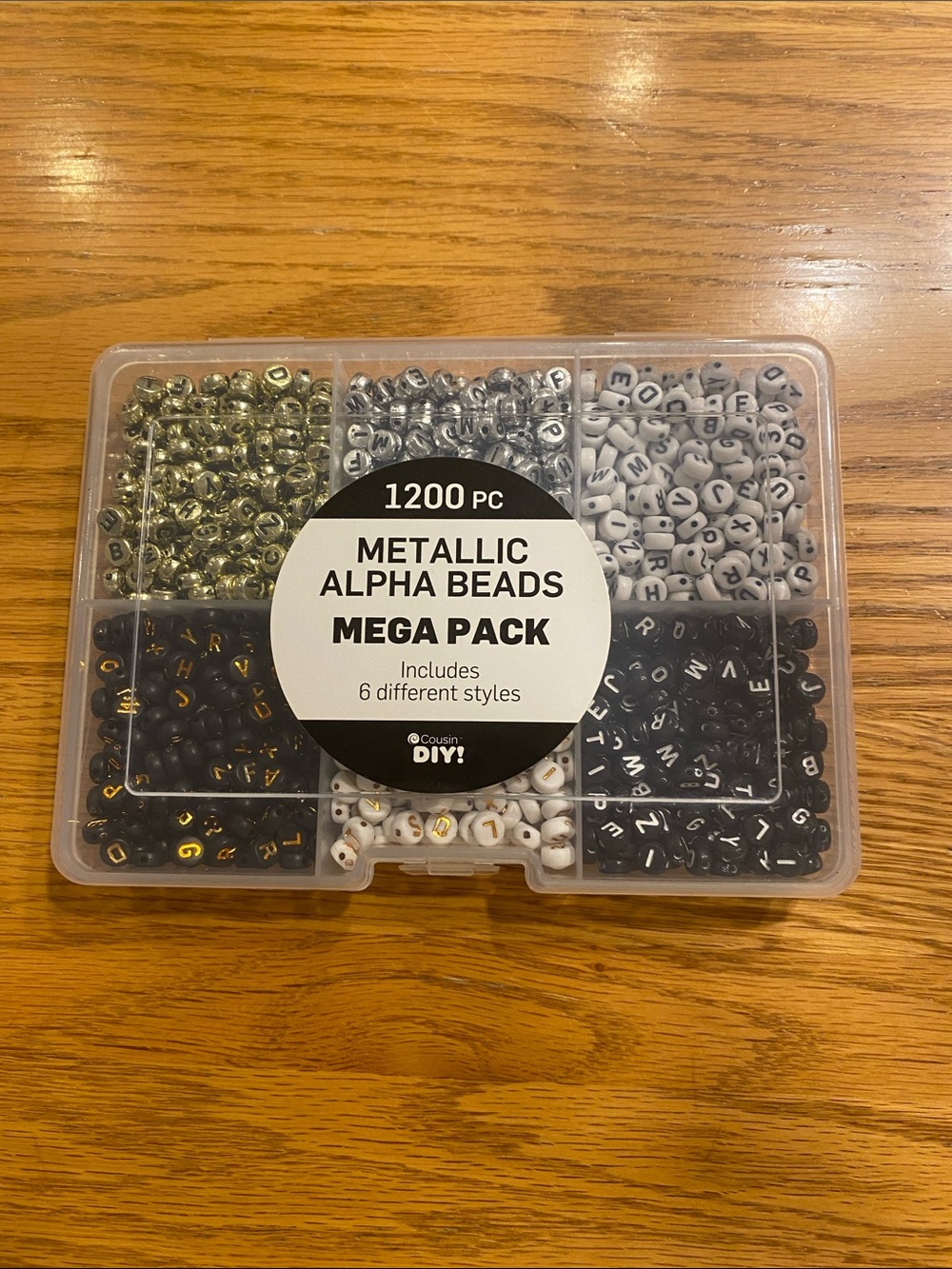 Metallic Alpha Bead Mega Pack - Black, White, Gold